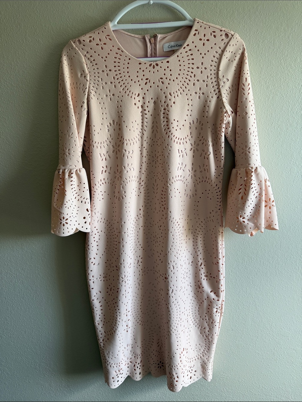Calvin Klein Blush Pink Eyelet Midi Dress
